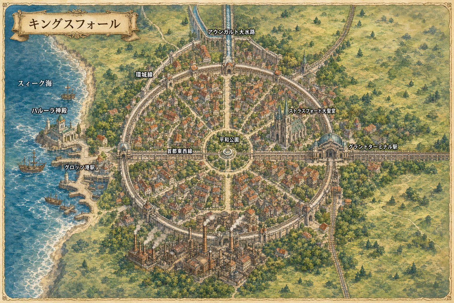 キングスフォールの都市図