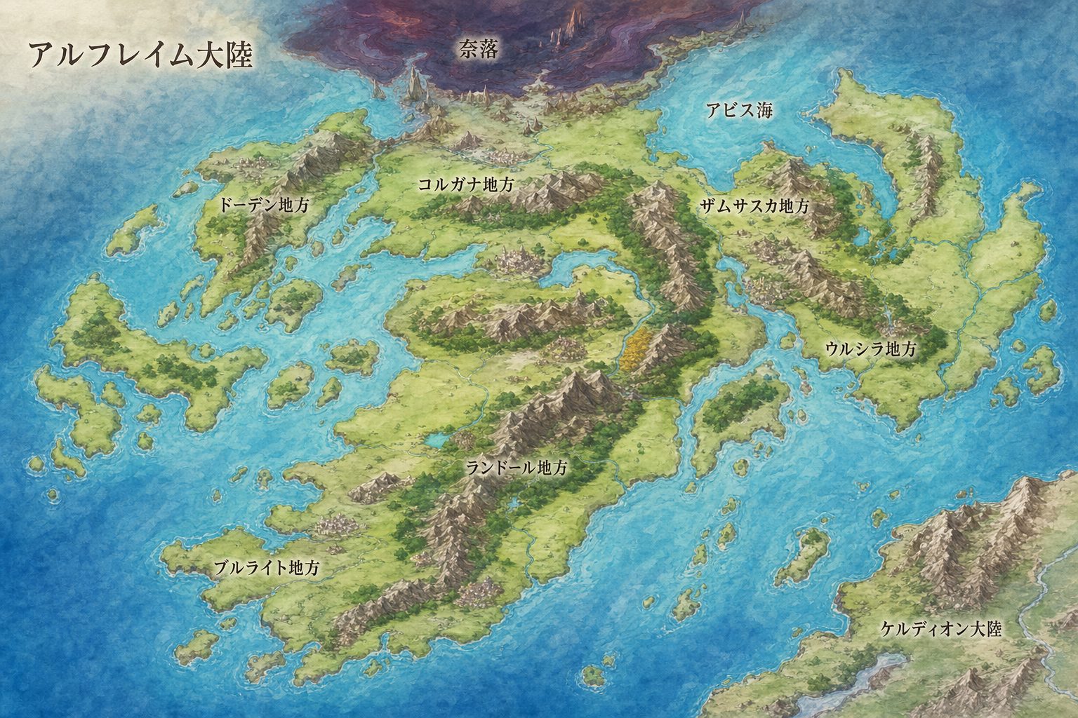 アルフレイム大陸全図